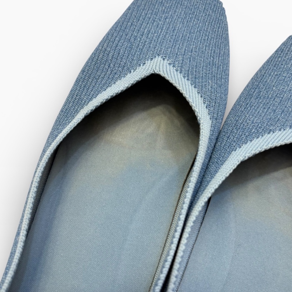Vivaia Margot 2.0 square-toe V-cut ballet flat shoe in denim blue 43 - Picture 2 of 9